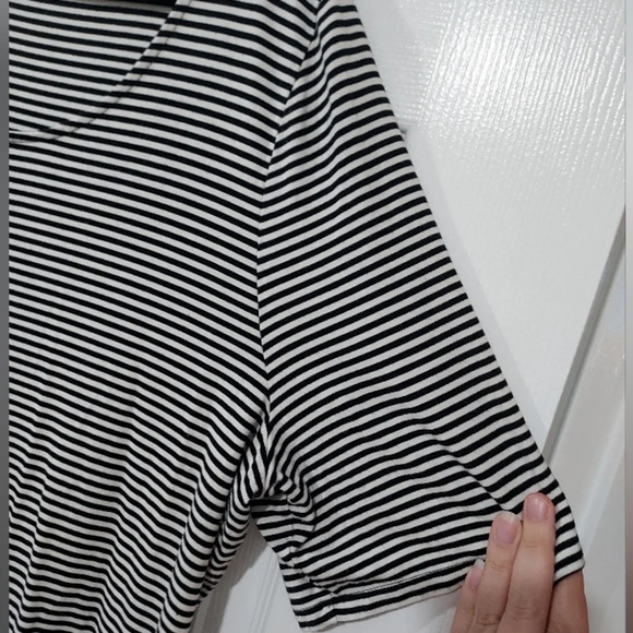 Talbots White and Black Striped Short Sleeve Shirt in Size XL - Picture 6 of 9